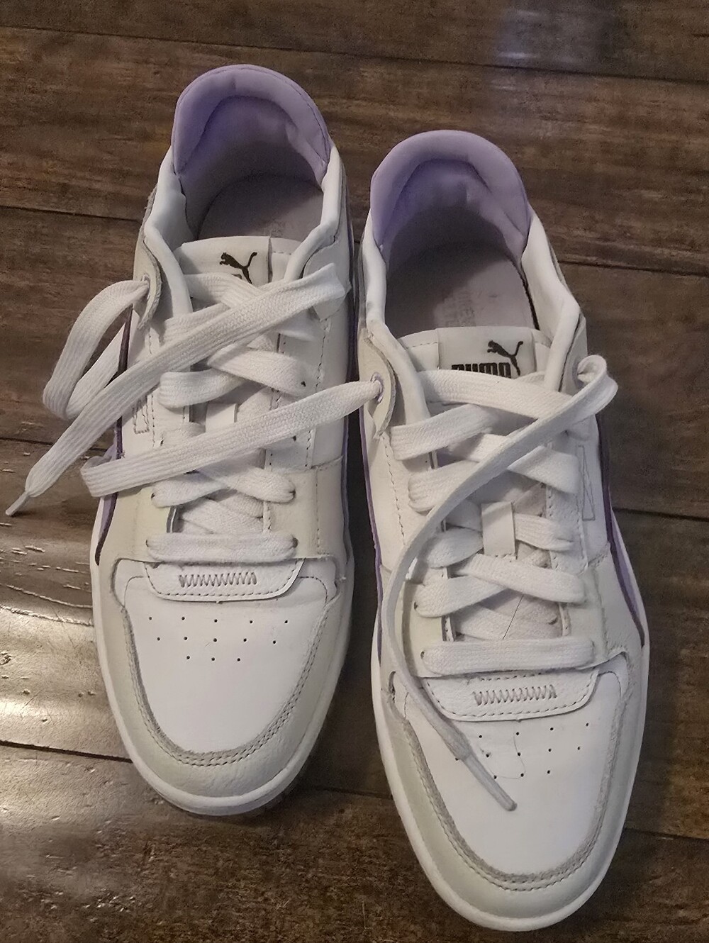 Puma Women's White and Purple Sneakers